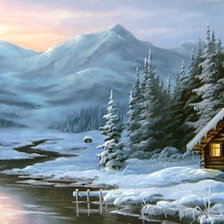 Схема вышивки «зимний пейзаж»