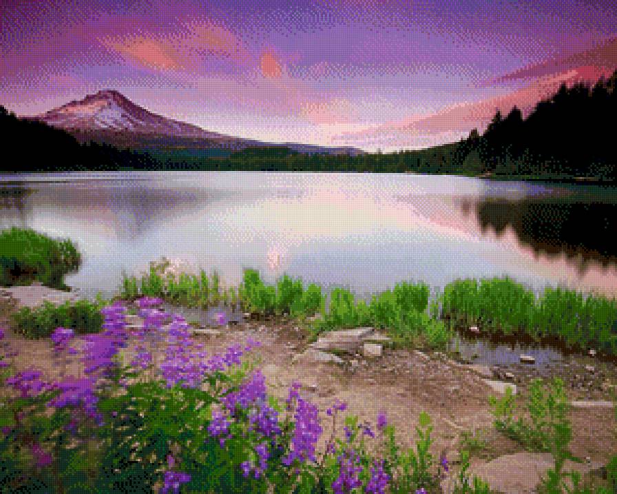 Закат - река, природа, закат, пейзаж - предпросмотр