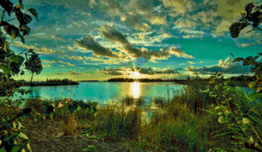 Закат - природа, пейзаж, река, закат - предпросмотр