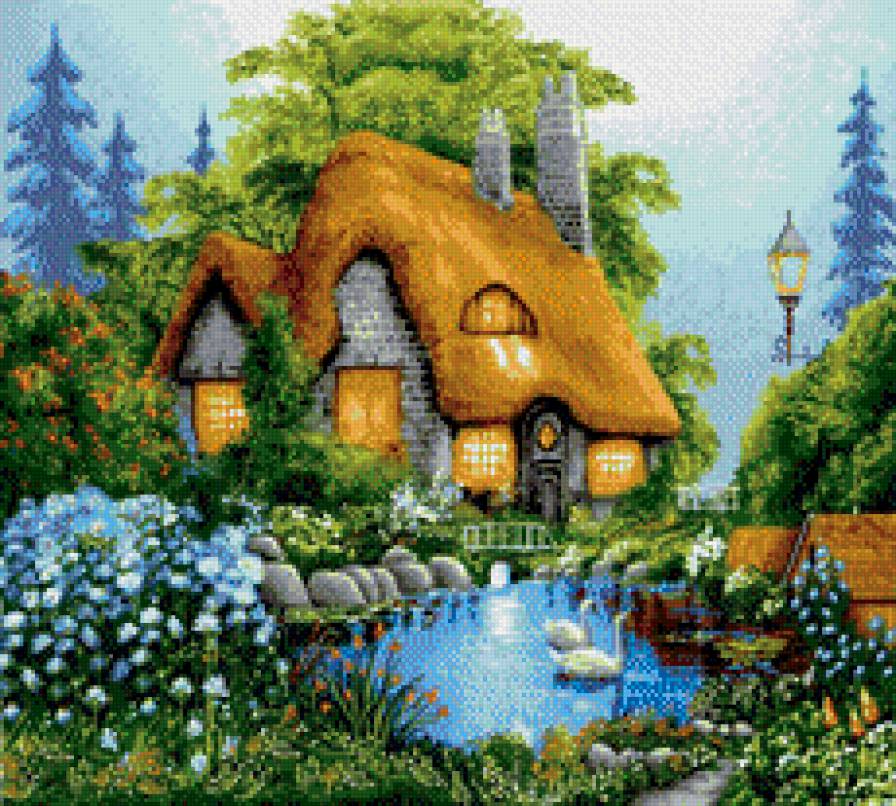 домик в лесу - домики, пейзаж - предпросмотр