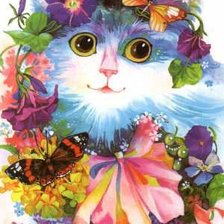 Схема вышивки «Котик в цветах»
