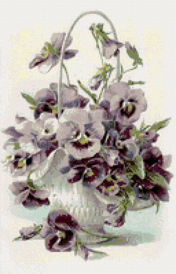 Анютки - букет, цветы, анютины глазки - предпросмотр