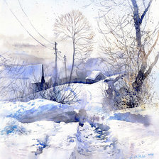 Схема вышивки «Зимняя деревня»