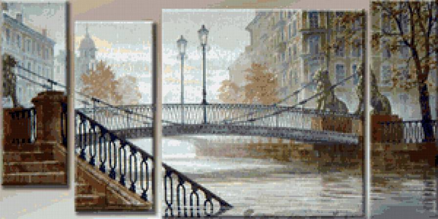 Утро туманное - полиптих - предпросмотр