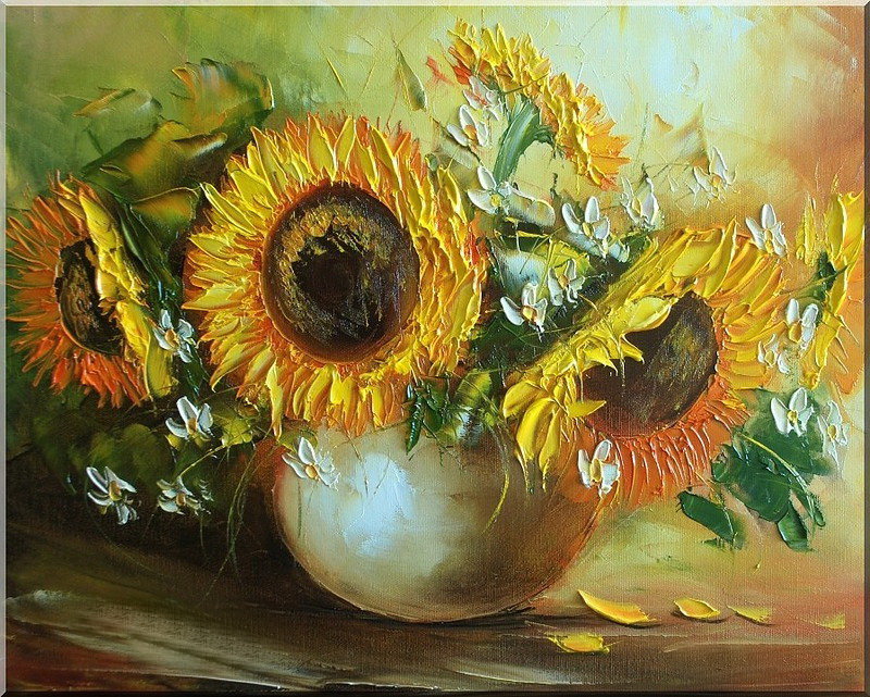 Солнышко в вазе - натюрморт, цветы, подсолнух - оригинал