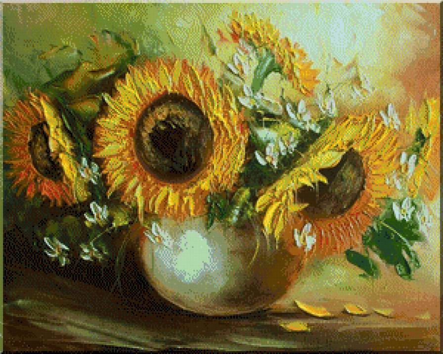 Солнышко в вазе - натюрморт, цветы, подсолнух - предпросмотр