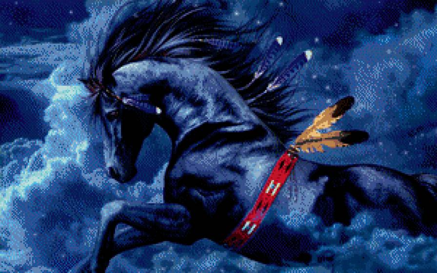 индейская лошадка - лошадь, лошади, индейский мотив, конь, животные - предпросмотр