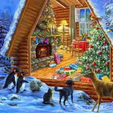 Схема вышивки «новый год в лесу»