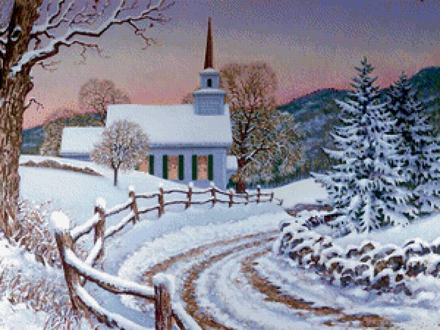 картина - дорога, зима, природа, , пейзаж - предпросмотр