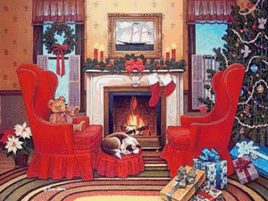 домашний уют - камин, тепло, новый год, дом, домик, уют, рождество - предпросмотр