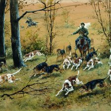Схема вышивки «ОХОТА С ГОНЧИМИ»
