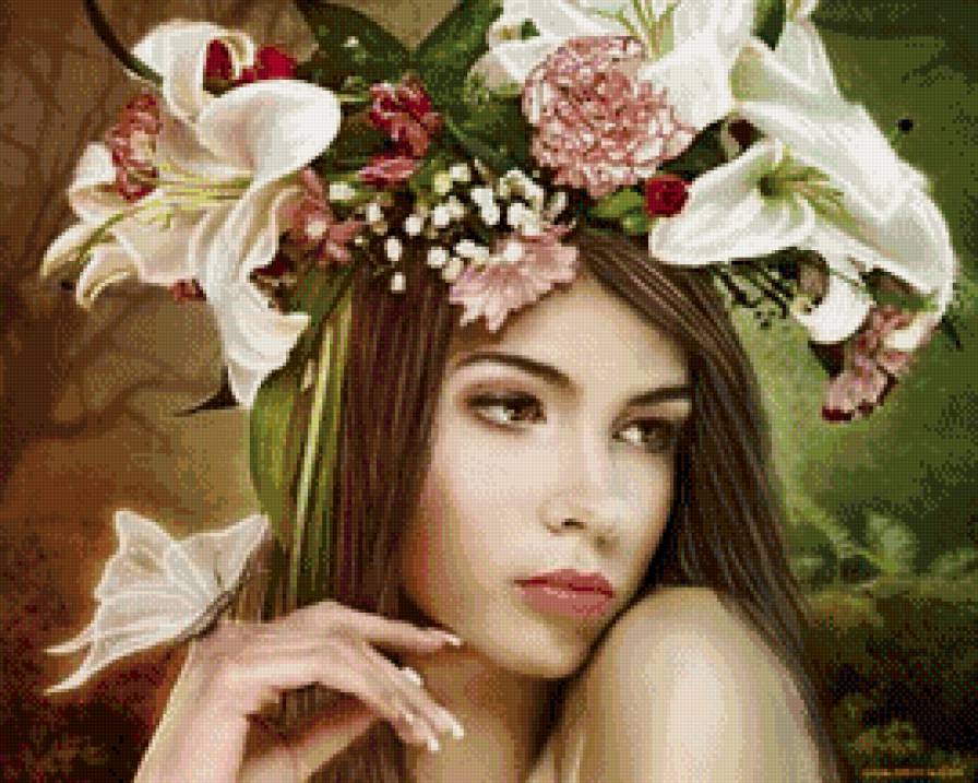 женский образ - лицо, портрет, цветы, женщина, девушка, люди, гламур - предпросмотр