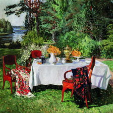 Схема вышивки «СЕРИЯ "ИНТЕРЬЕРЫ".  СТОЛ В САДУ»