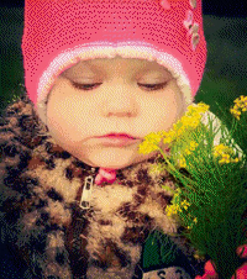 Девочка с цветами - цветы, девочка, ребенок - предпросмотр