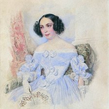 Схема вышивки «СЕРИЯ  "ПОРТРЕТЫ". ПОРТРЕТ ЖЕНЩИНЫ В ГОЛУБОМ ПЛАТЬЕ»