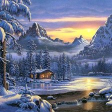 Схема вышивки «зимний пейзаж»