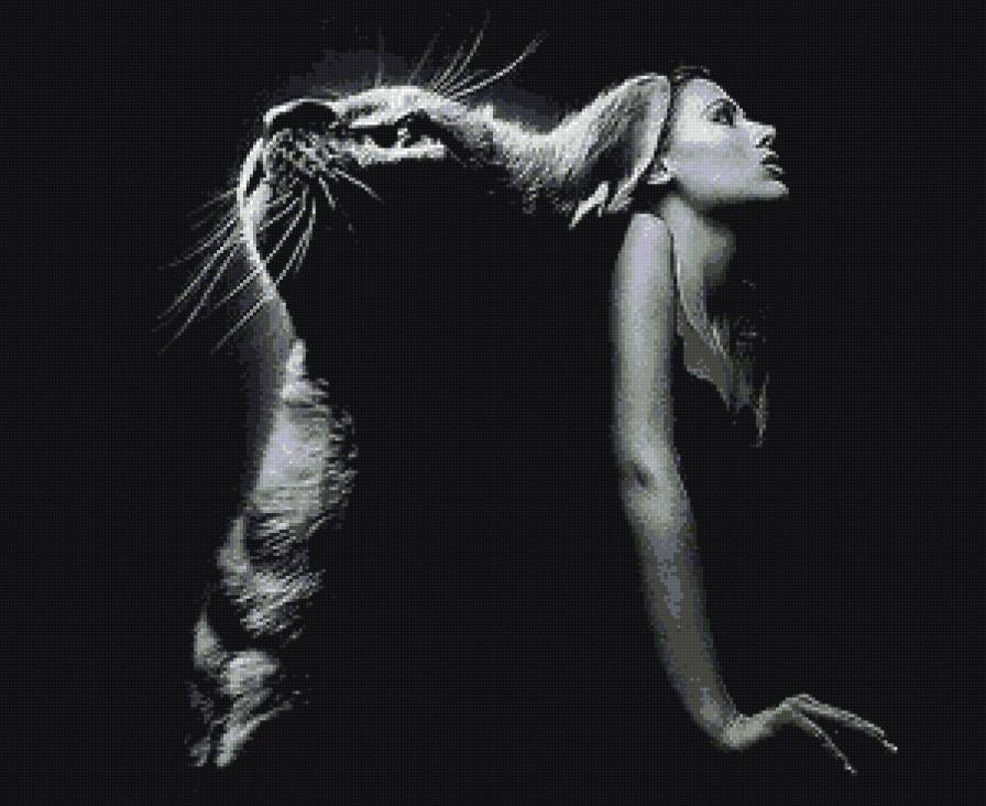 дева - монохром, девушка - предпросмотр