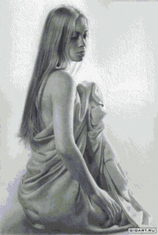 дева - монохром, девушка - предпросмотр