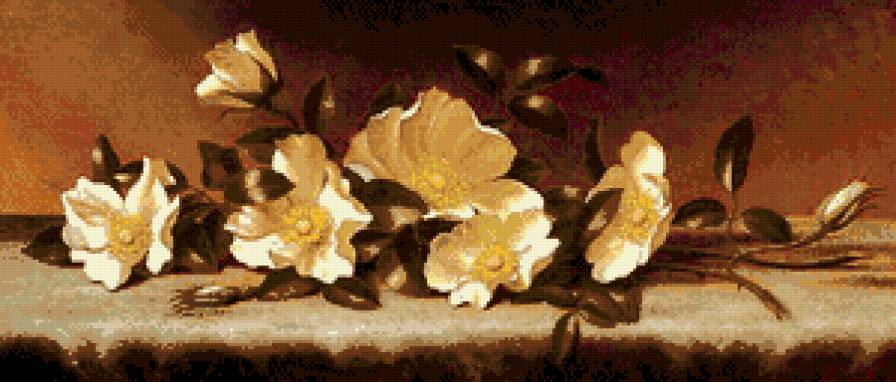 Белые цветы - букет, цветы, живопись - предпросмотр