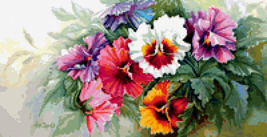 Цветы - живопись, цветы, букет - предпросмотр
