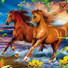 Схема вышивки «Лошади бегущие»