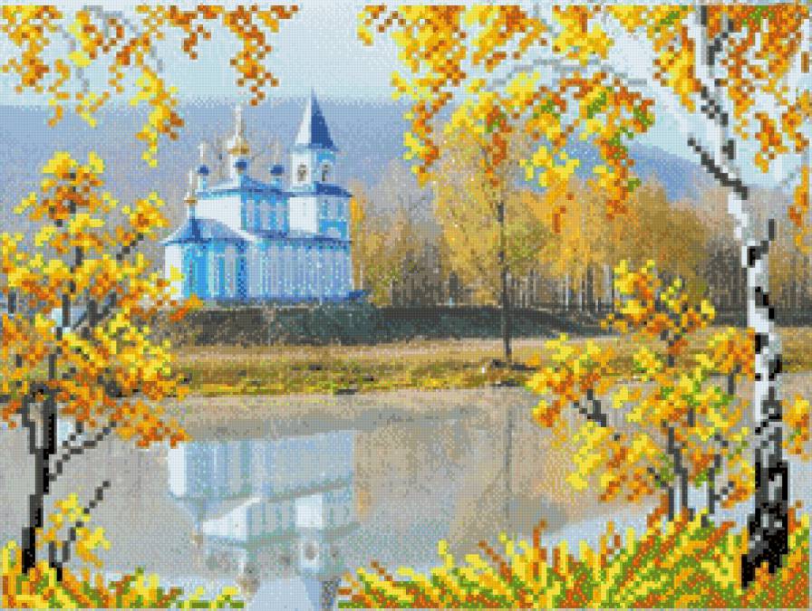 Природа - церковь, река, пейзаж, природа - предпросмотр