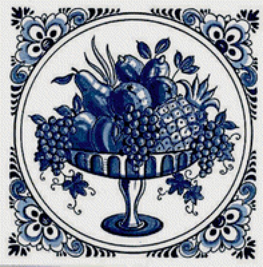 ваза с фруктами - гжель - предпросмотр