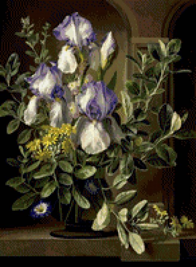 Букет цветов - цветы, ирис, букет, живопись - предпросмотр