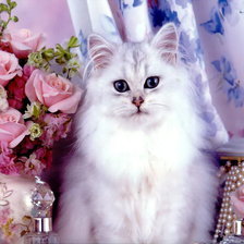 Схема вышивки «Котик с розами»