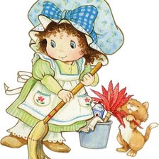 Схема вышивки «девочка с котенком»