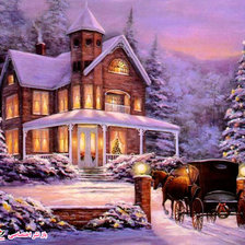 Схема вышивки «рождественский домик»