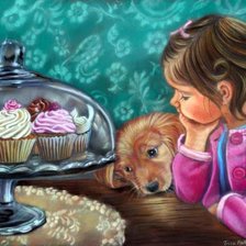 Схема вышивки «серия "дети с живностями"»