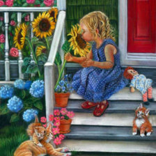 Схема вышивки «серия "дети с живностями"»