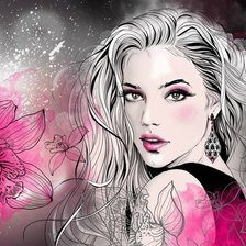 Схема вышивки «девушка в розовом»