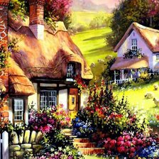 Схема вышивки «Домик в цветах»