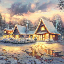 Схема вышивки «зимним вечером»