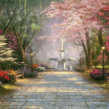 Схема вышивки «фонтан в парке»