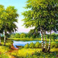 Схема вышивки «Весенний пейзаж»