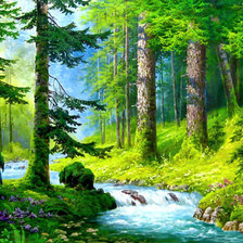 Схема вышивки «Лесная речка»