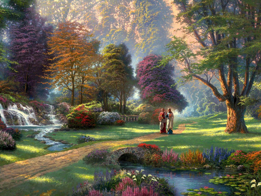 прогулка в парке - природа, парк - оригинал