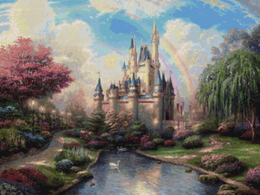 сказочный замок - озеро, замок, природа - предпросмотр