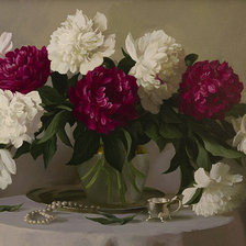 Схема вышивки «Пионы и жемчуг»