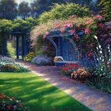 Схема вышивки «скамейка в парке»