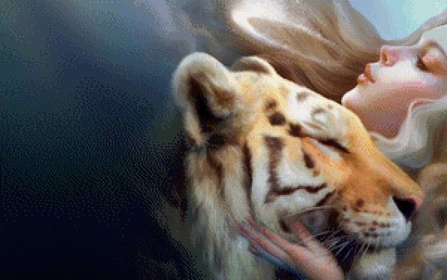 фэнтези - тигр, блондинка, фэнтези - предпросмотр