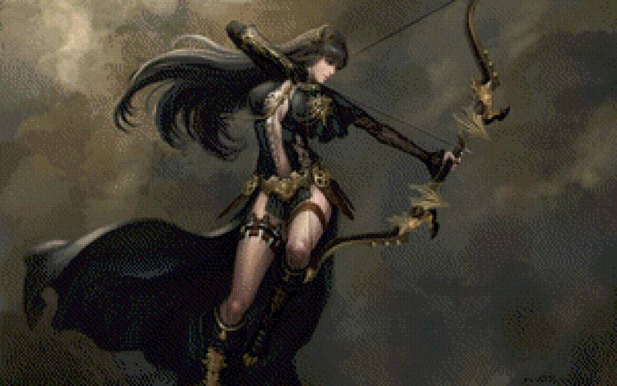 фэнтези - брюнетка, фэнтези, девушка, воин, лучница - предпросмотр