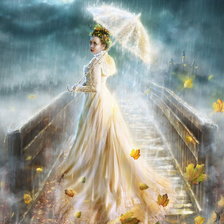 Схема вышивки «девушка под дождем»