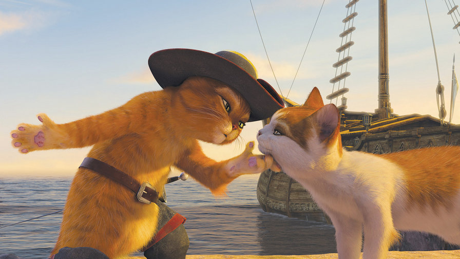 кот в сапогах - кот, дуэль, пара, корабль - оригинал