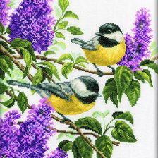 Схема вышивки «Синицы на сирени»