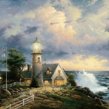 Схема вышивки «маяк на берегу моря»