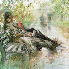 На скамейке